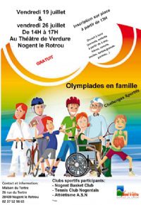 Les olympiades en famille. Du 19 au 26 juillet 2013 à Nogent-le-Rotrou. Eure-et-loir.  13H00